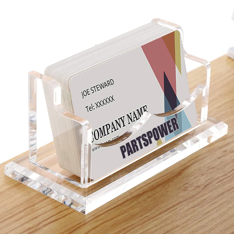 PARTSPOWER Acrylic Business Card Holder for Desk  Horizontal Clear Business Name Card Display Stand  Desk Accessory Business Name Card Organizer (Horizontal  1-Slot) - Image 1